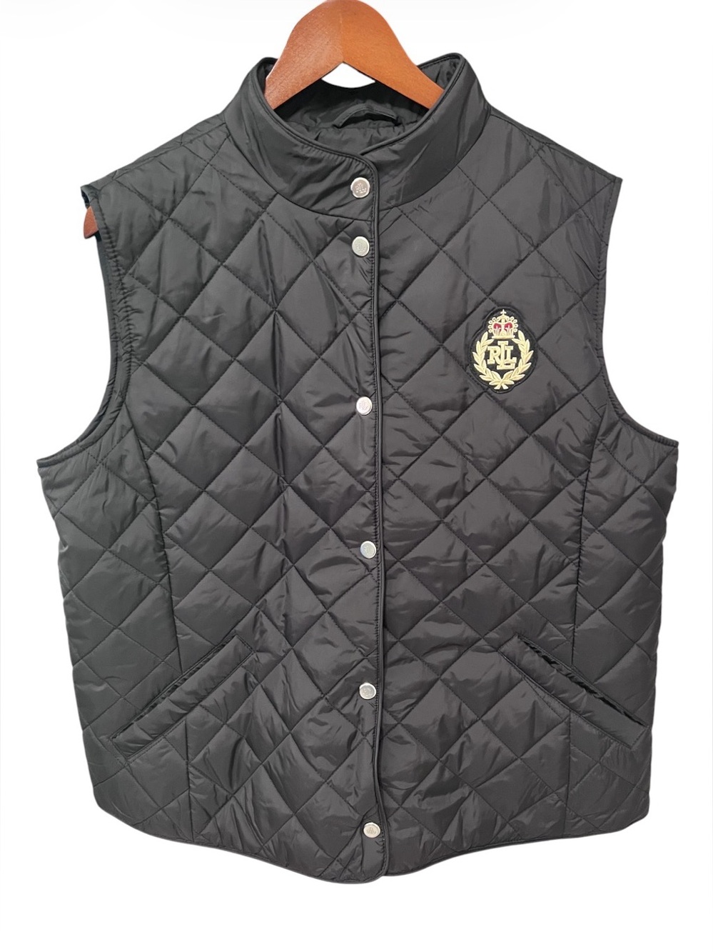 Lauren Ralph Lauren Quilted Crest Puffer Vest Black Large NWT